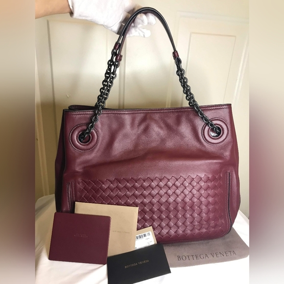 BOTTEGA VENETA ♨️VINTAGE Entrecciato HOBO Handbag in maroon - Picture 1 of 15